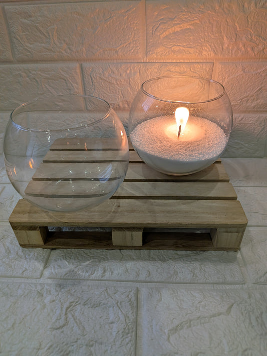 Vase boule en verre pour sable de cire