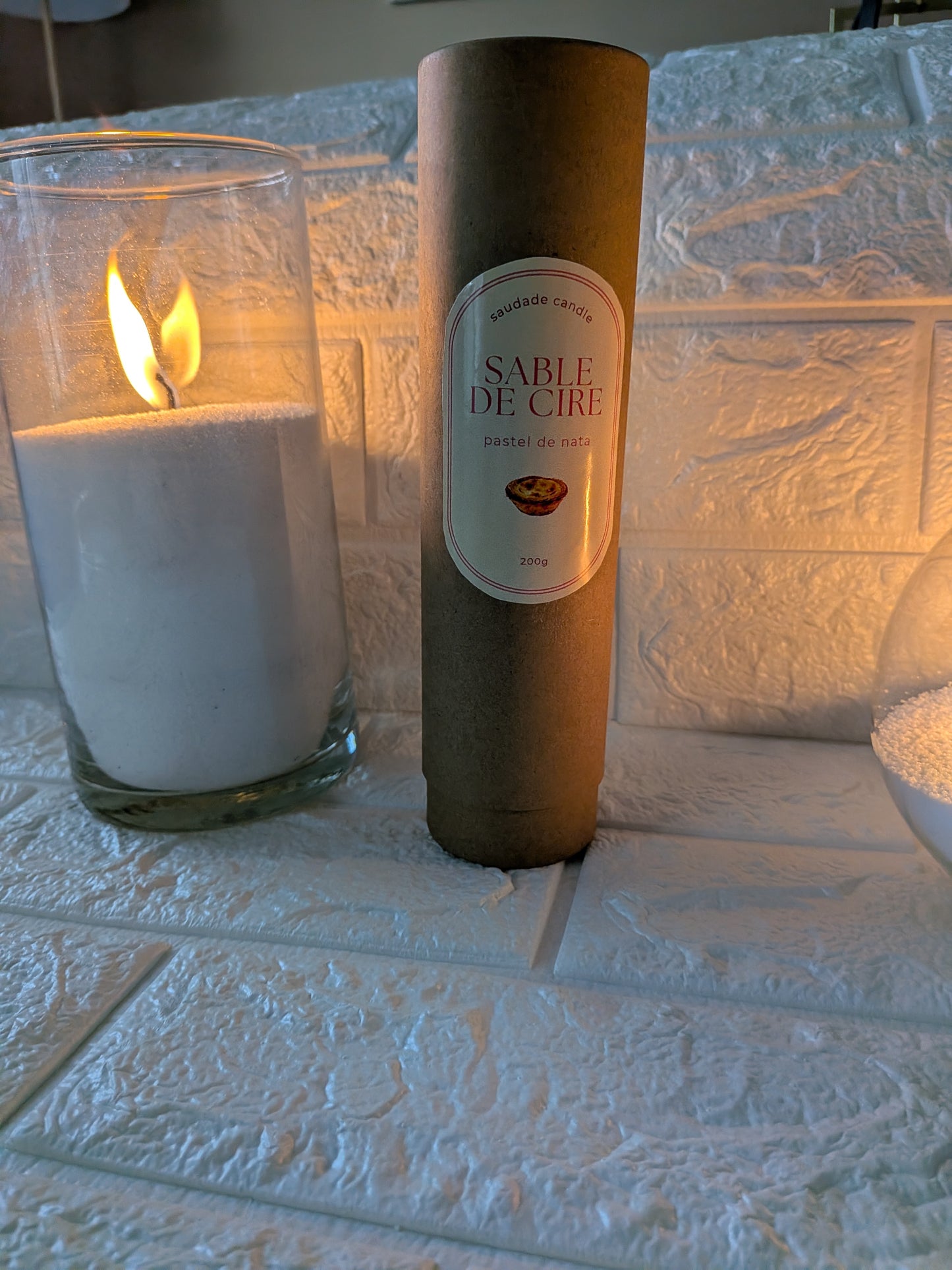 Vase en verre pour sable de cire