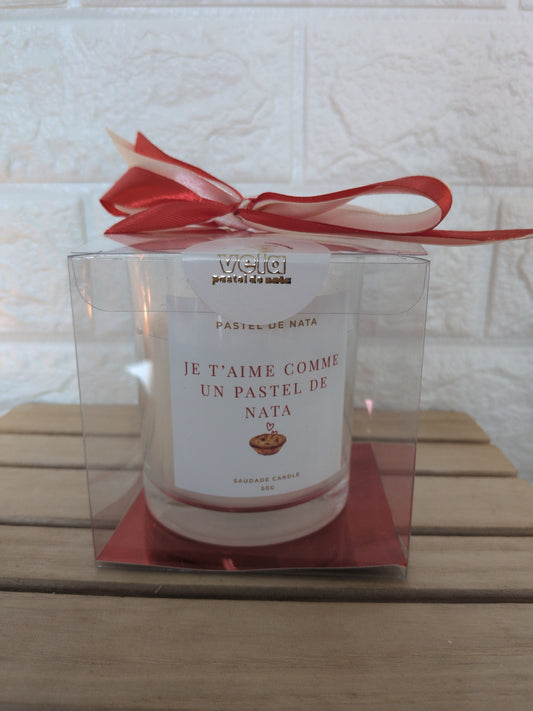 Bougie Pastel de Nata Édition Saint-Valentin 200g - Je t'aime comme un pastel de nata