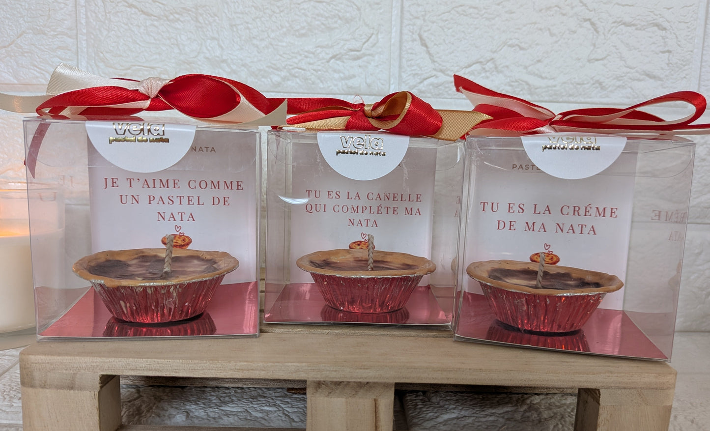 Bougie Pastel de Nata Édition Saint-Valentin 50g - Je t'aime comme un pastel de nata