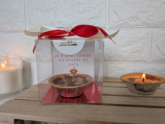Bougie Pastel de Nata Édition Saint-Valentin 50g - Je t'aime comme un pastel de nata