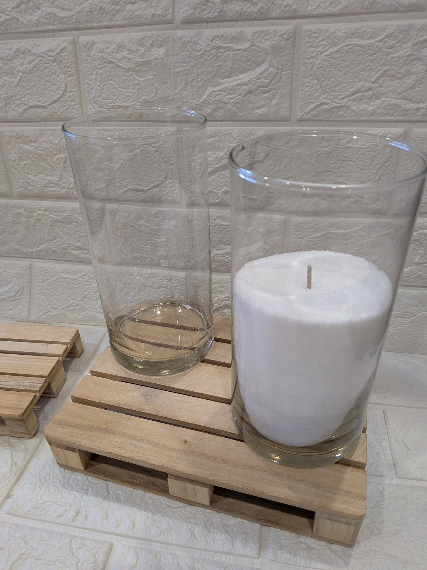 Vase en verre pour sable de cire