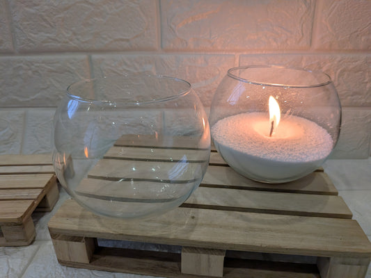 Vase boule en verre pour sable de cire