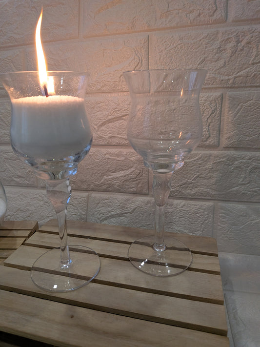 Photophore sur pied en verre