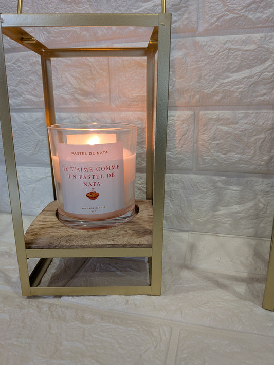Duo Photophore Doré + Bougie Pastel de Nata Édition Saint-Valentin 200g