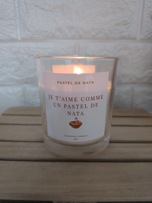 Bougie Pastel de Nata Édition Saint-Valentin 200g - Je t'aime comme un pastel de nata