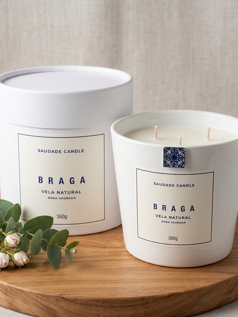 Bougie Braga 360g - 3 mèches - Parfum Rosa sagrada