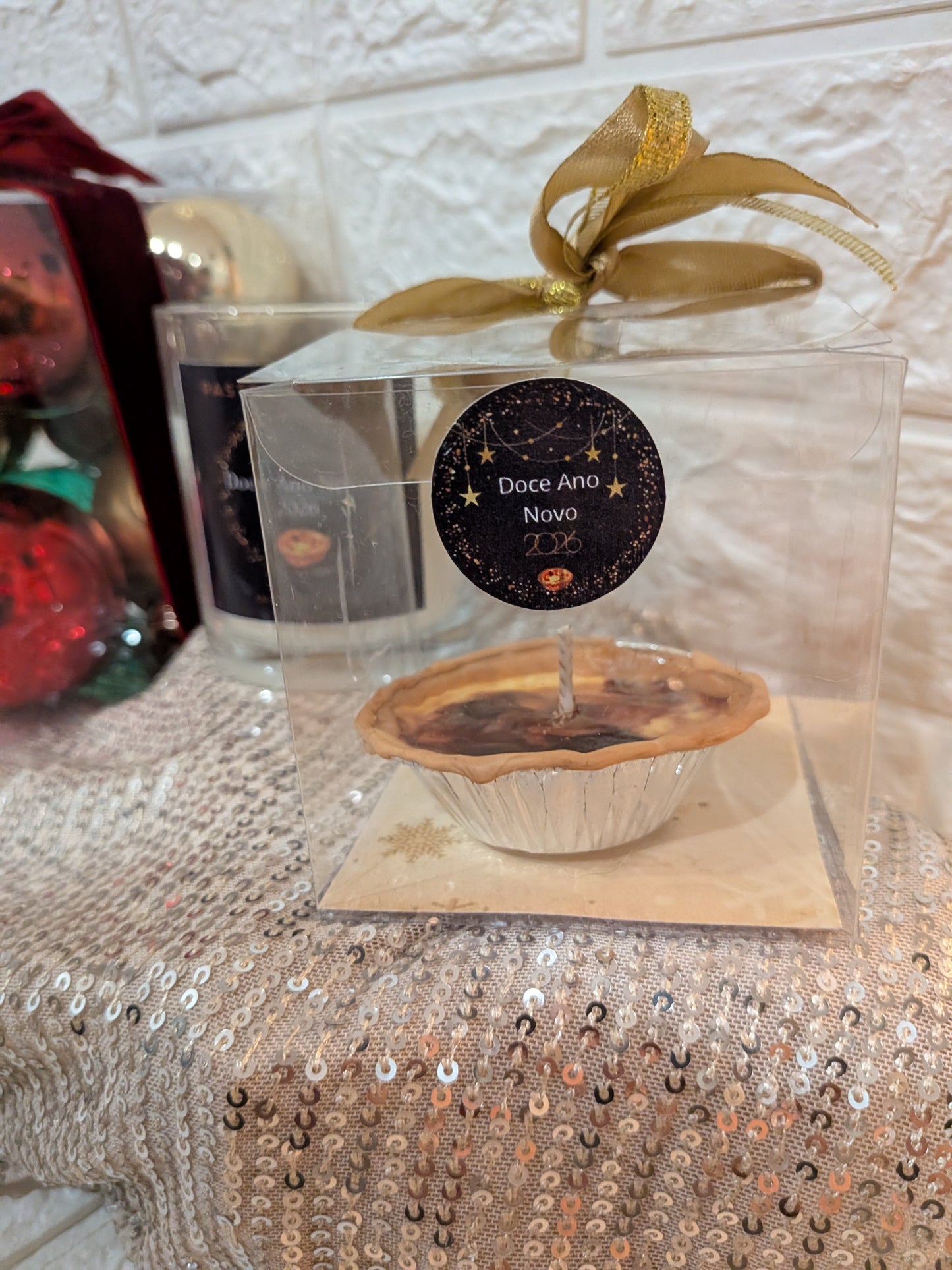 Bougie décorative naturelle 50 g – Parfum Pastel de Nata | Édition Nouvel An