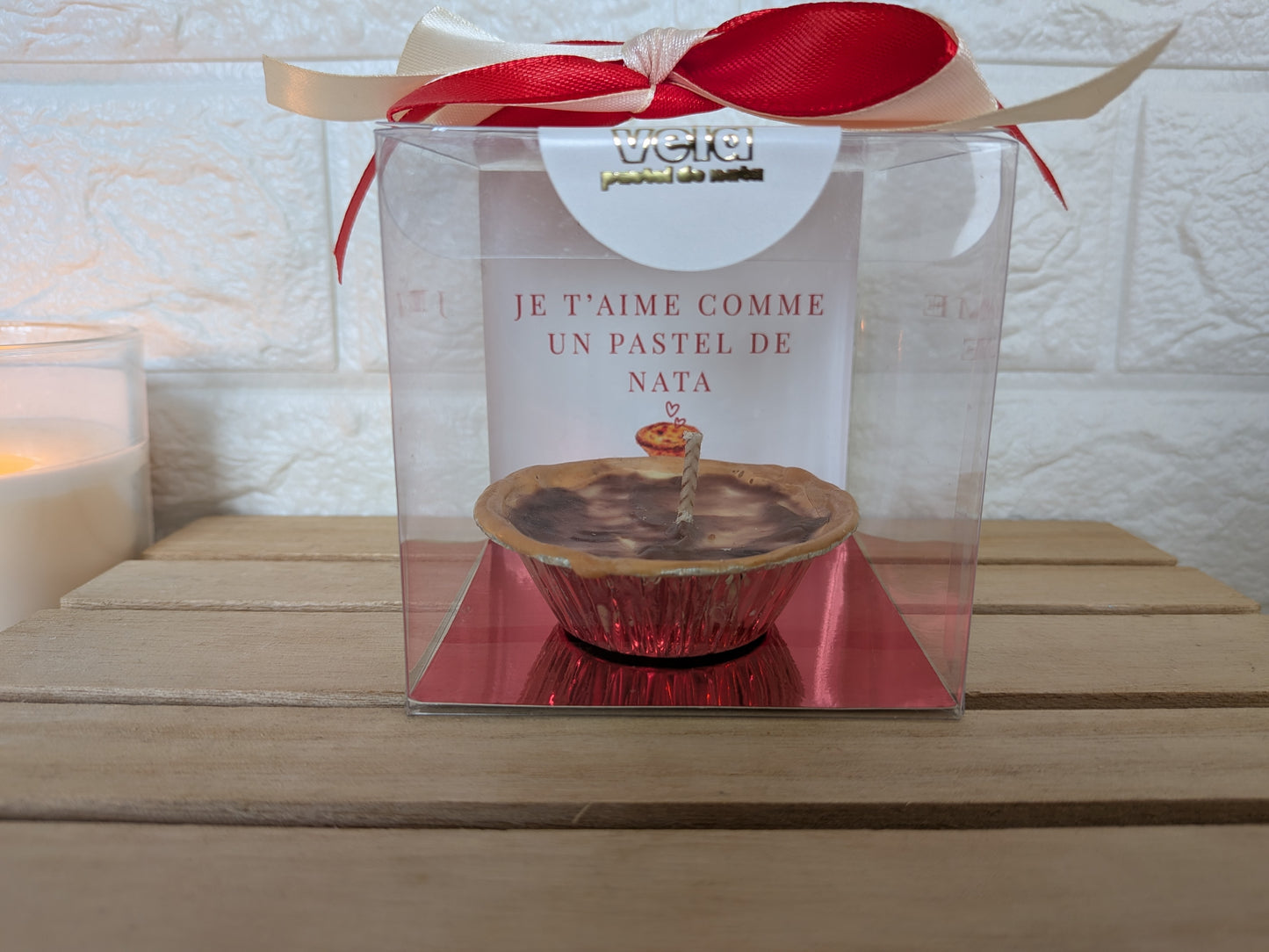 Bougie Pastel de Nata Édition Saint-Valentin 50g - Je t'aime comme un pastel de nata