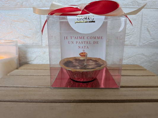 Bougie Pastel de Nata Édition Saint-Valentin 50g - Je t'aime comme un pastel de nata
