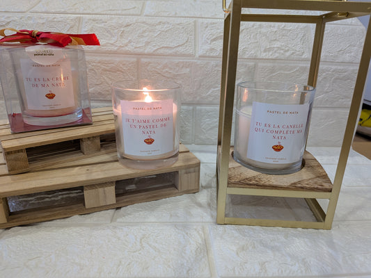 Duo Photophore Doré + Bougie Pastel de Nata Édition Saint-Valentin 200g
